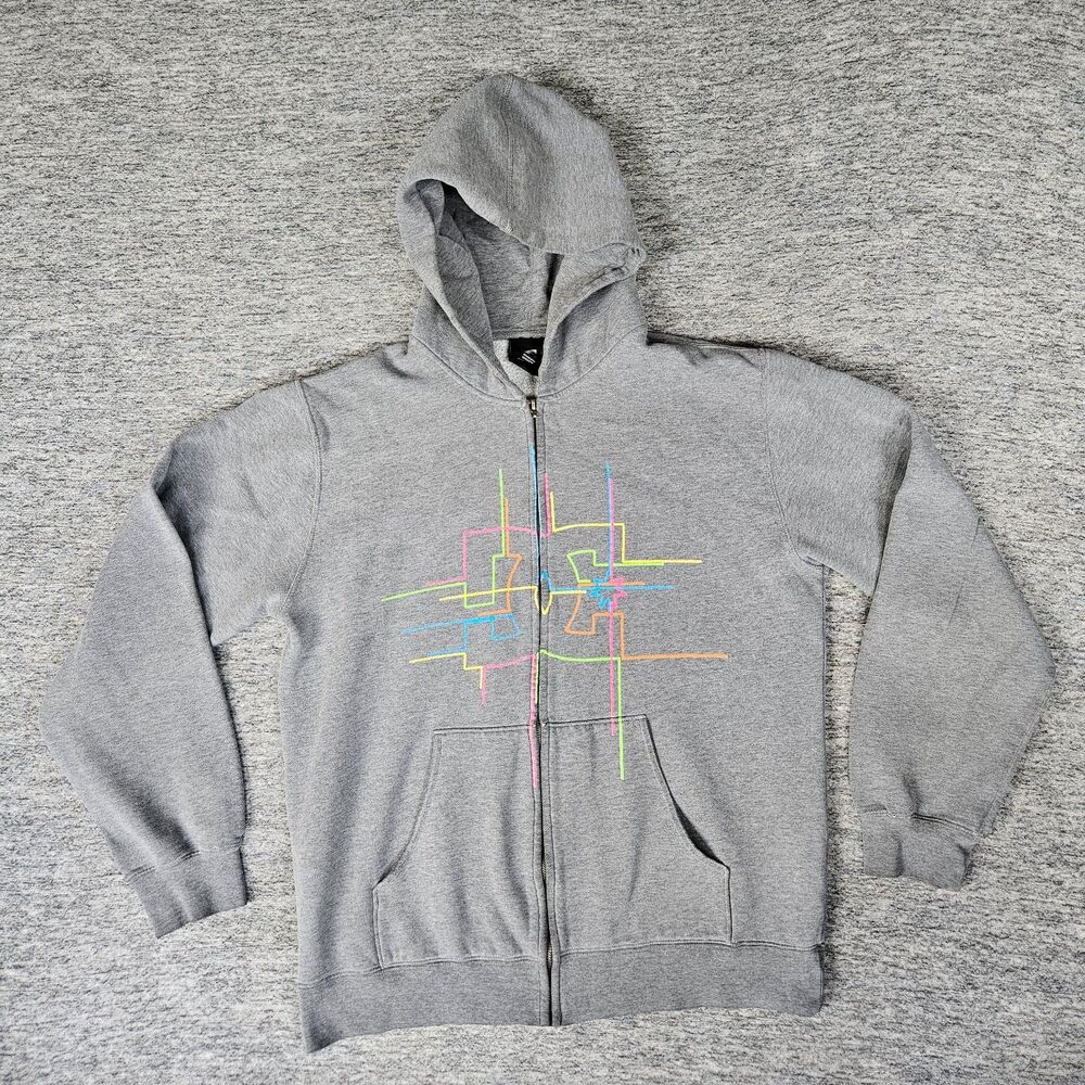 RARE VTG Y2K DC SHOES Full Zip Hoodie Sweatshirt L Gray DC Logo Skateboarding